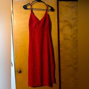 Red sparkle high slit dress